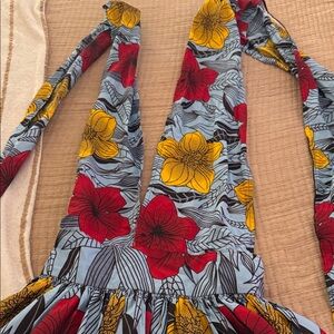 Floral Print Dress with Red and Yellow Flowers